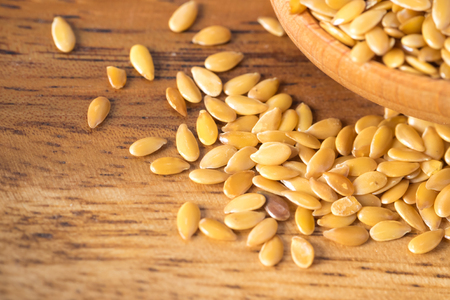 golden flax seed or linseedの写真素材