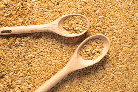 golden flax seed or linseedの写真素材