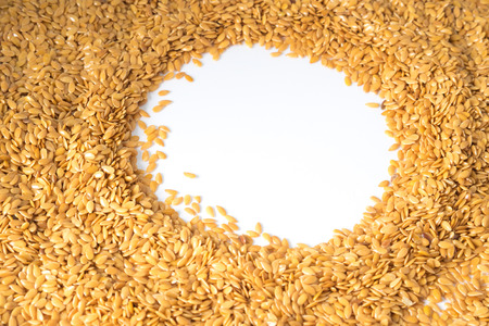 golden flax seed or linseedの写真素材
