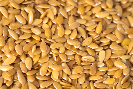golden flax seed or linseed backgroundの写真素材