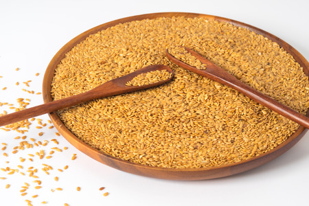 golden flax seed or linseedの写真素材