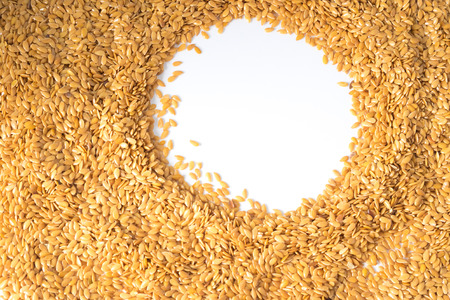 golden flax seed or linseedの写真素材