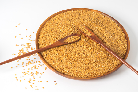 golden flax seed or linseedの写真素材