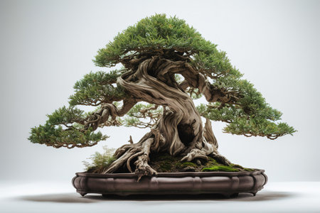 bonsai on a white background. 3d rendering, 3d illustration.の素材
