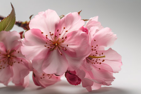 cherry blossom on white background, shallow depth of field.の素材