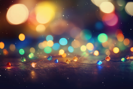 Colorful bokeh lights background. Christmas and New Year conceptの素材