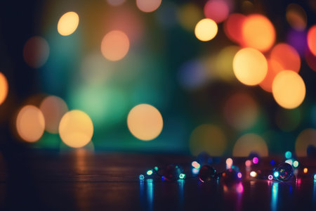 Colorful christmas lights bokeh background with copy space.の素材