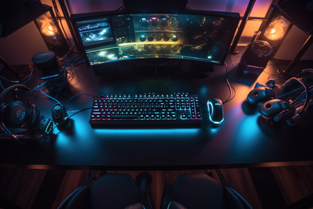 Cyberpunk cyberpunk interior of a gaming room. The concept of cyberpunk.の素材