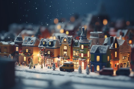 Christmas and New Year miniature town. Christmas and New Year concept.の素材