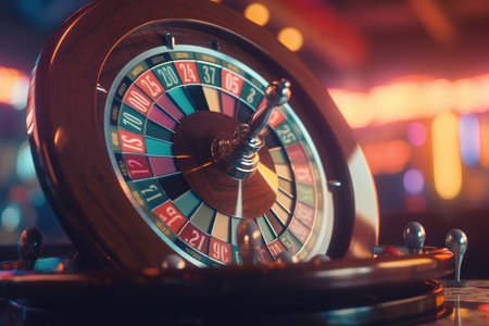 Casino roulette wheel in casino. Gambling games concept.の素材