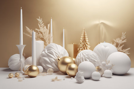 Christmas and New Year Decoration Background. 3D Rendering.の素材