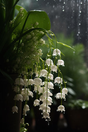 Lily of the valley flowers (Convallaria majalis)の素材