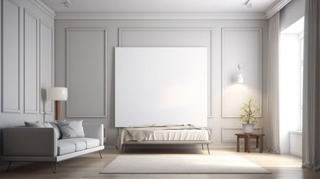 modern bright interiors apartment Living room mockup illustration 3D rendering computer generated imageの素材