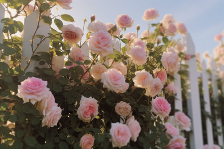 Roses in the garden. Roses are beautiful with a beautiful sunny day.の素材