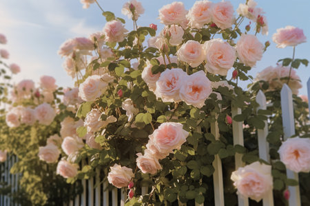Beautiful pink roses in the garden on a sunny summer day.の素材