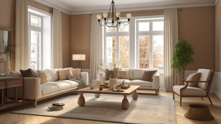 Interior of the living room. 3D illustration. 3D renderの素材