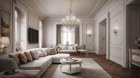 Luxury classic interior of living room. 3D render.の素材