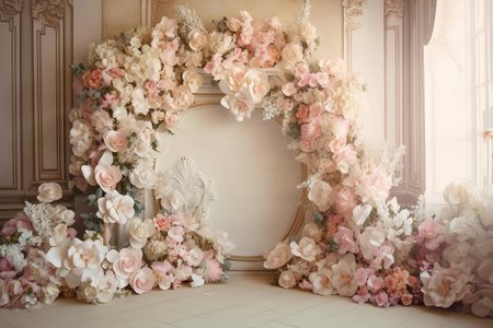 Wedding arch decorated with flowers. Wedding decor in classic styleの素材