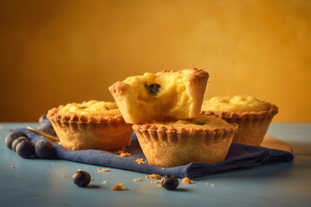 Homemade blueberry tartlets with raisins, selective focusの素材
