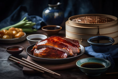 Delicious Peking Duck, roast duck, Food magazine photographの素材