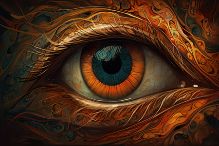 Beautiful female eye close up. Computer generated abstract 3D illustration.の素材