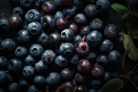 Blueberries on a dark background. Selective focus. Toned.の素材