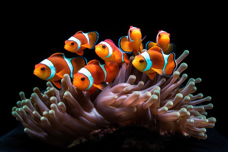 Clown anemonefish (Amphiprion ocellaris) on a coral reefの素材