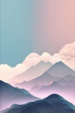 Mountain landscape with clouds. Vector illustration. Eps 10. Abstract background.の素材
