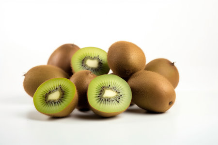 Kiwi fruit isolated on white background with copy space for textの素材