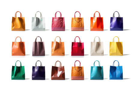 Set of colorful shopping bags isolated on white background. Vector illustration.の素材