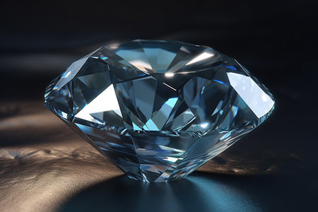 Diamond on a dark background. 3d rendering. Computer digital drawing.の素材