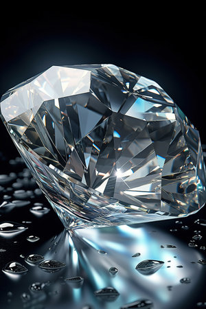 Diamond on black background. 3D illustration. 3D CG. High resolution.の素材