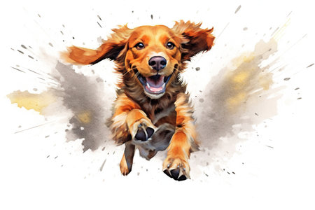 illustration of a dog with splashes on a white background.の素材