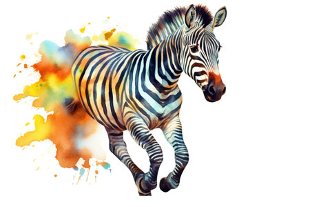Watercolor illustration of a zebra. Isolated on white backgroundの素材