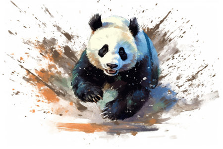 Illustration of cute panda in watercolor style. Vector illustration.の素材