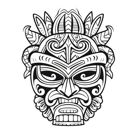 Tribal mask in ethnic style. Hand drawn vector illustration.の素材
