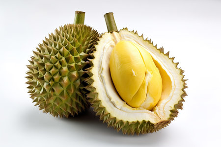Durian King of Fruits on white background, Durian is a king of fruitsの素材