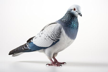 Pigeon isolated on white background. Studio shot of pigeon.の素材