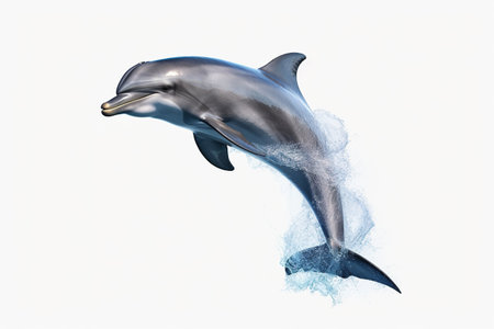 dolphin jumping out of water isolated on white background. 3d illustrationの素材
