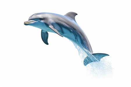 dolphin jumping isolated on white background. 3d render illustration.の素材