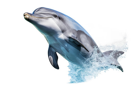 Dolphin jumping out of water isolated on white background. 3d renderの素材