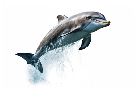 Dolphin jumping out of water isolated on white background. 3d renderの素材