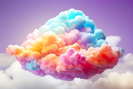 Colorful cloud in the sky. 3D illustration. Vintage style.の素材