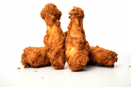 Fried chicken on a white background. Selective focus. Toned.の素材