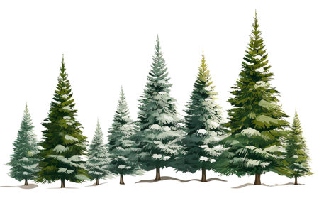 Pine trees in the forest. Vector illustration on white background.の素材