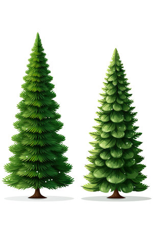 Pine tree set isolated on white background. Vector illustration. Eps 10の素材