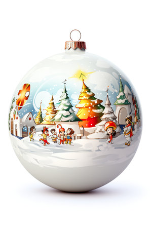 Christmas bauble with Santa Claus and angels on a white background.の素材