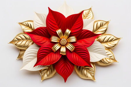 Poinsettia flower isolated on white background. 3D illustration.の素材