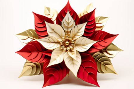 poinsettia flower isolated on white background. 3d illustrationの素材