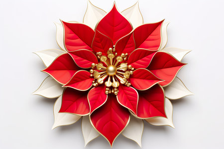 Christmas poinsettia on white background. 3D illustration.の素材